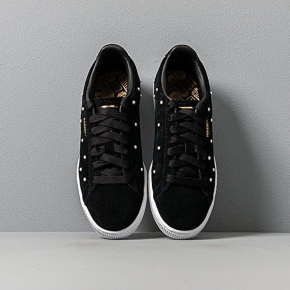 PUMA SUEDE PEARL STUDS WN SPuma Black-Puma Team Gold Sz 8.5 - Picture 5 of 8